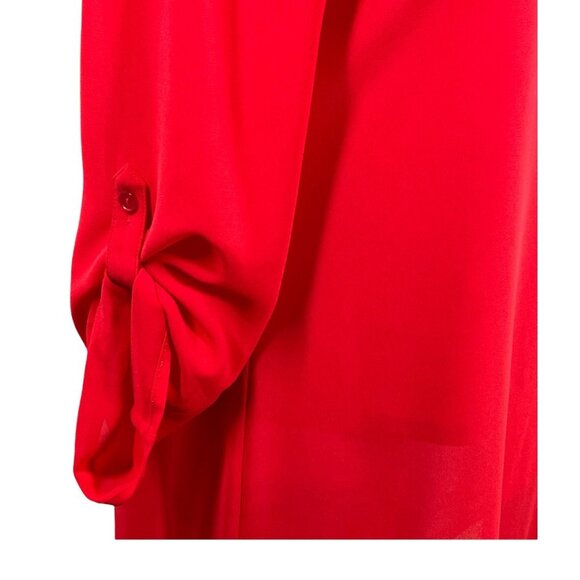 Chicos Women’s Small 0 Red V Neck Roll Tab Sleeve Tunic Blouse Top - Picture 6 of 11